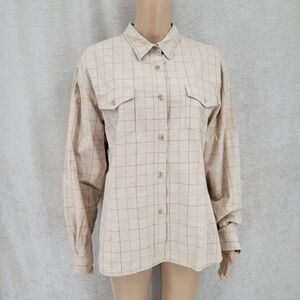 Roper Women's Tan Plaid Button-down Long Sleeve Western Shirt Size XL